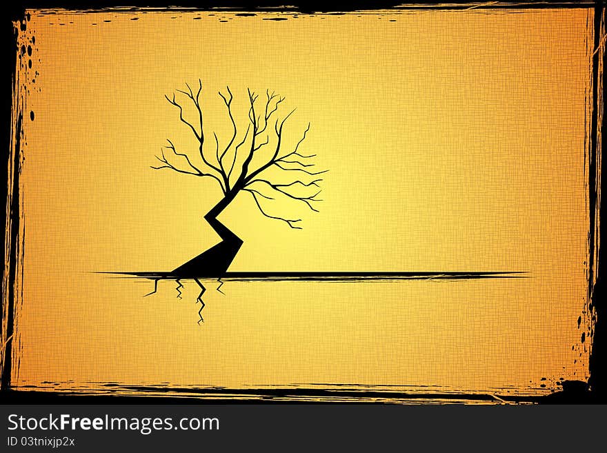 Illustration of abstract dry tree on textured background with grungy frame. Illustration of abstract dry tree on textured background with grungy frame