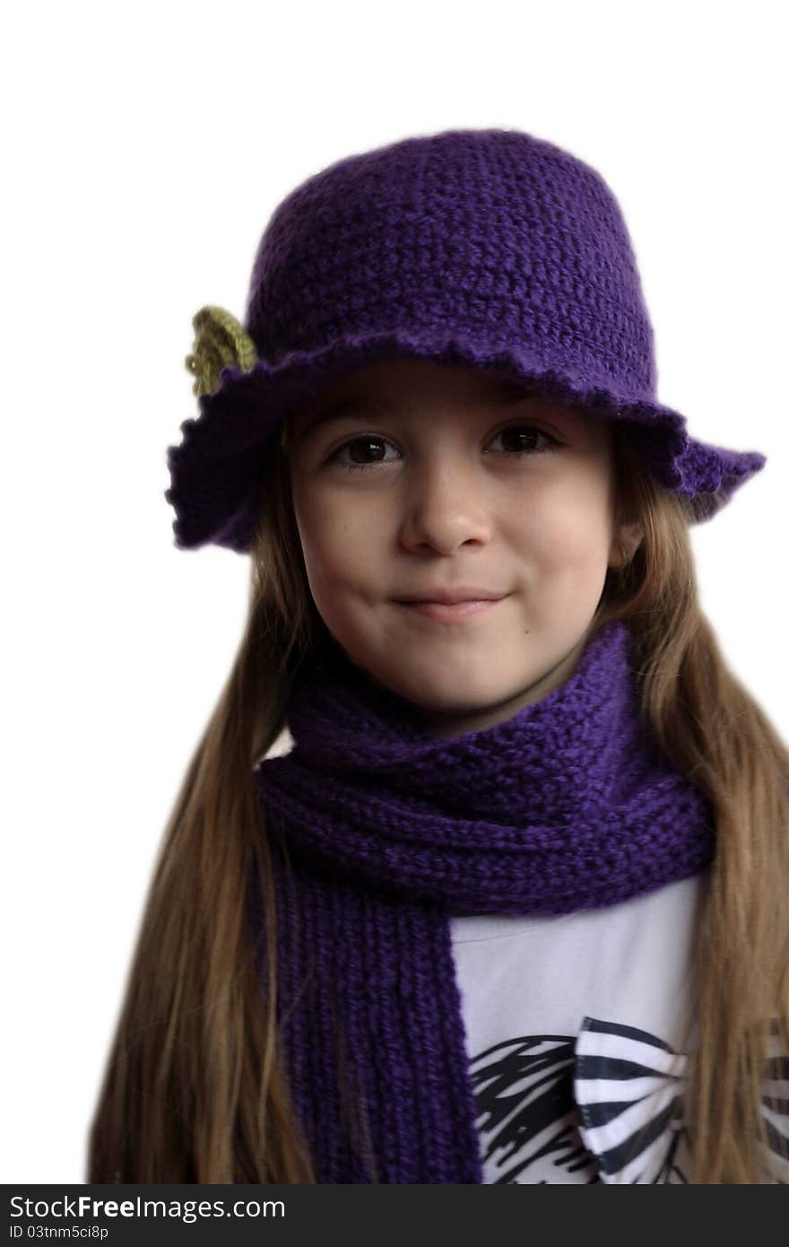 Little girl on white background