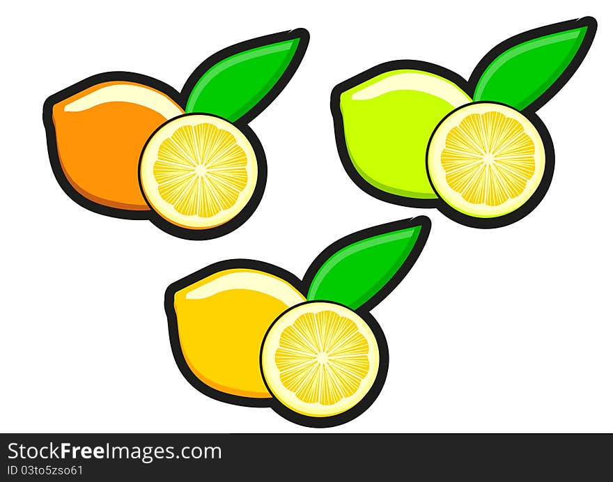 Illustration the group of lemon with different color