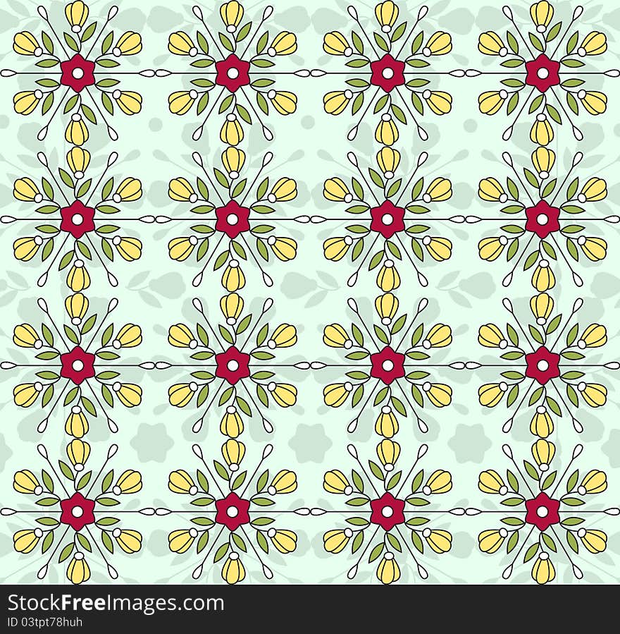 Flowers vintage vector pattern wallpaper. Flowers vintage vector pattern wallpaper