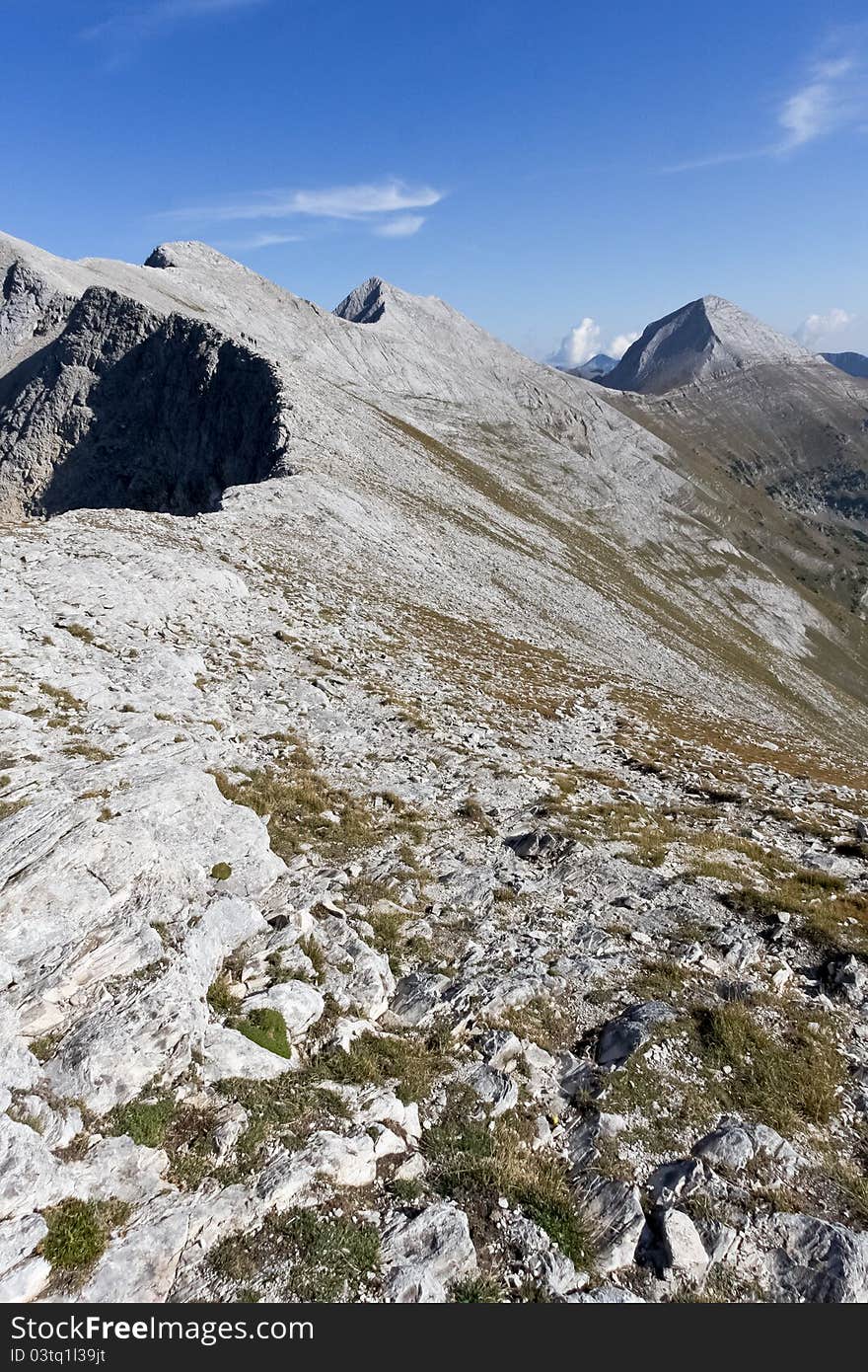 Banski Suhodol, Cutelo 1, Cutelo 2 and Vihren peaks. Autumn in Pirin Mountain, Bulgaria. Banski Suhodol, Cutelo 1, Cutelo 2 and Vihren peaks. Autumn in Pirin Mountain, Bulgaria.