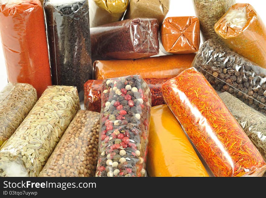 Stock of Spices collection , close up