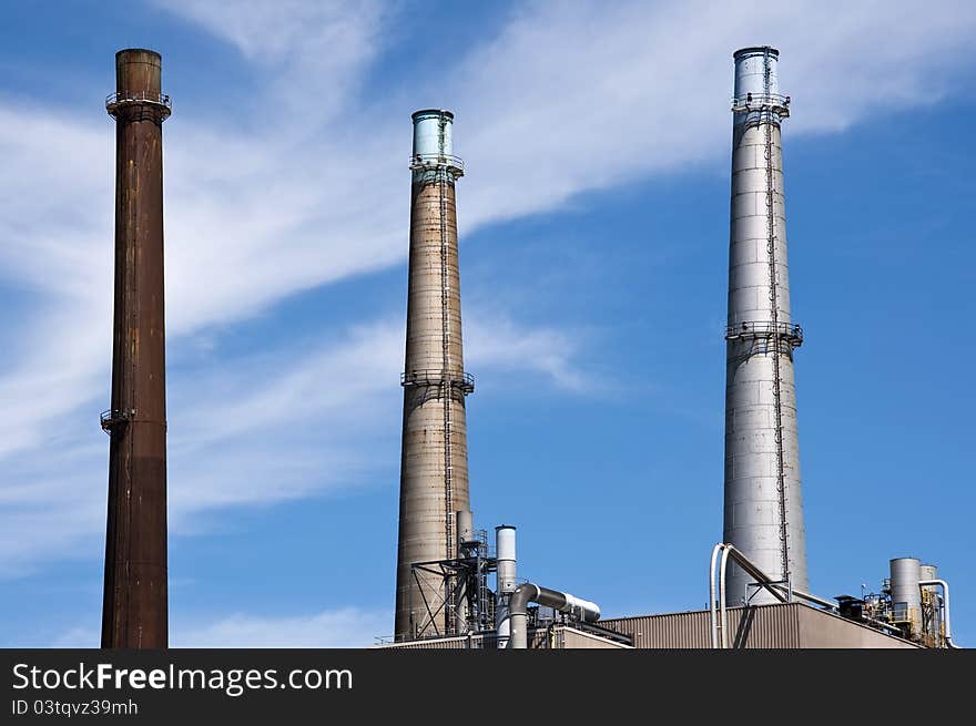 Detroit Edison Electic plant Smoke Stacks. Detroit Edison Electic plant Smoke Stacks