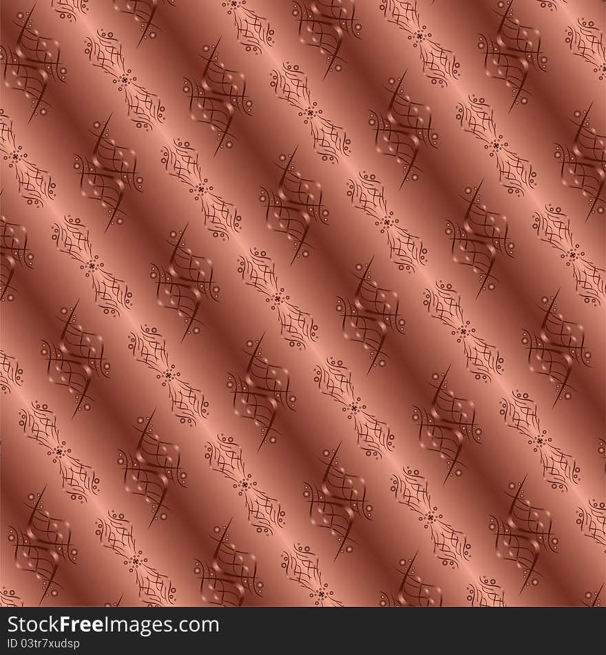 Beautiful seamless ornamental pattern  chocolate - gold with  gradient elements, vector  illustration