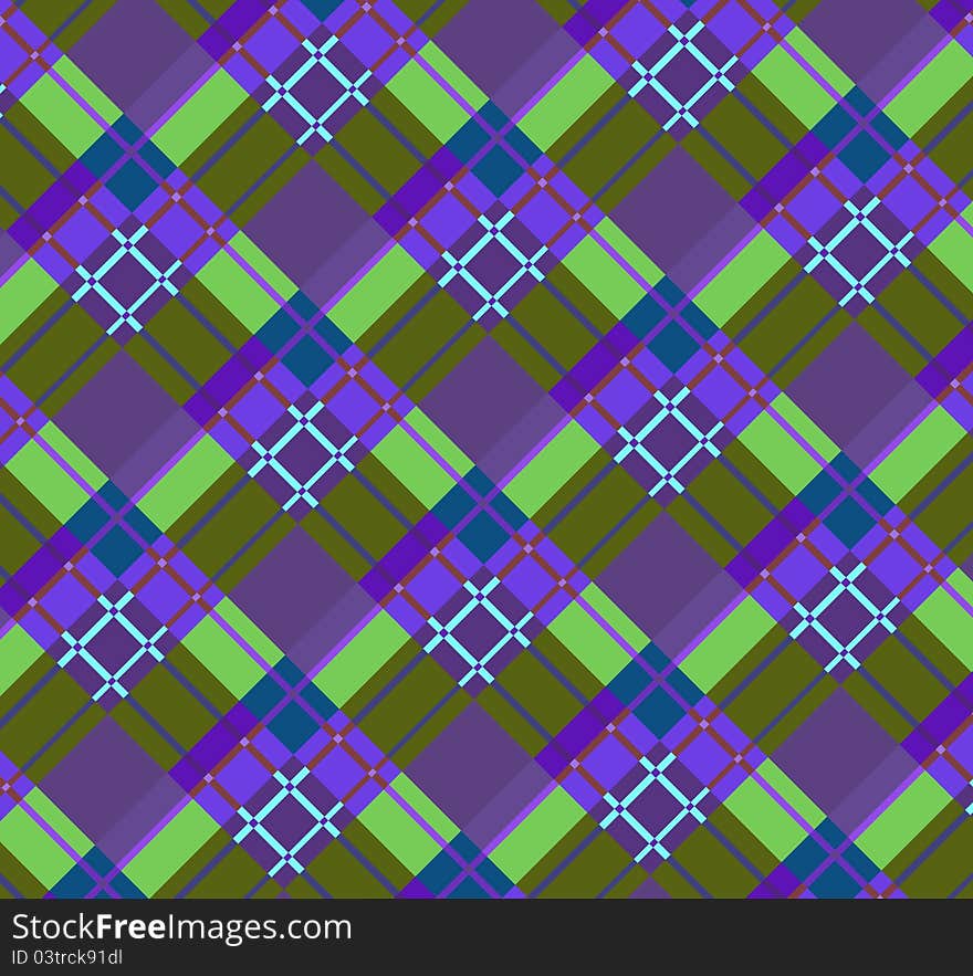 Violet-green plaid fabric