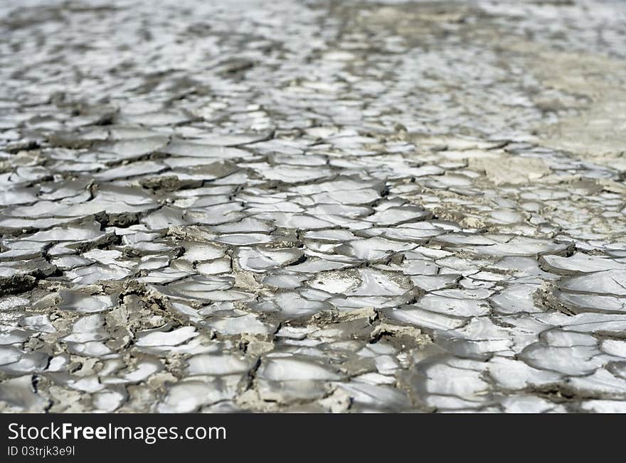 Close up of dry mud texture, raw