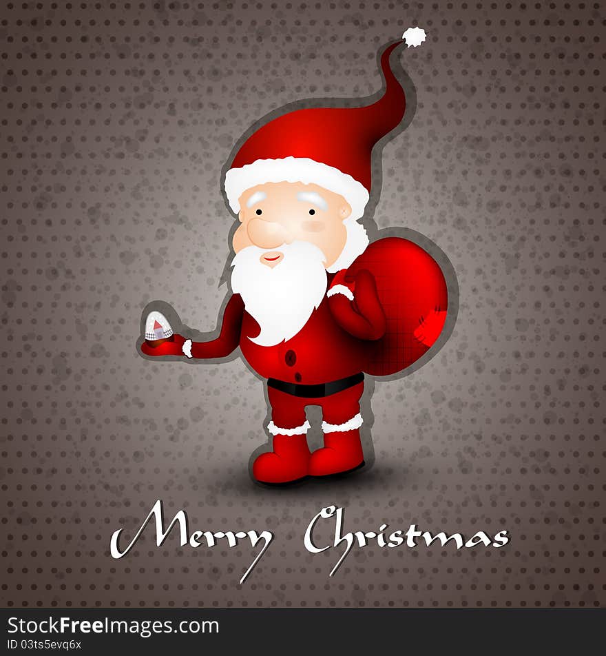 Christmas Greeting Card Whith Cute Santa Claus