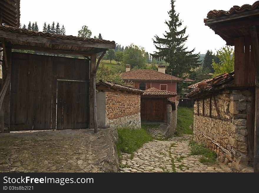 Old stone streets. Typical for Bulgaria Revival architectural style of 17-18 centuries.