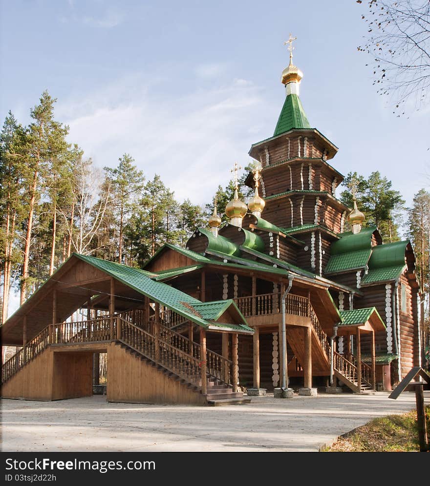 The man's monastery, Ekaterinburg, is constructed of wooden logs. The man's monastery, Ekaterinburg, is constructed of wooden logs