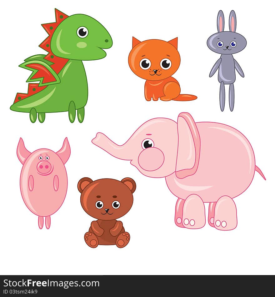 The children's toys isolated on a white background.