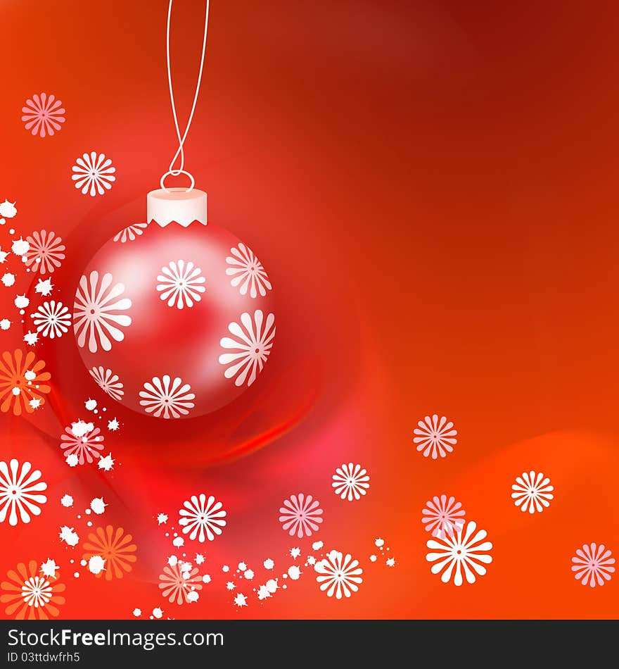 Christmas background with red bauble