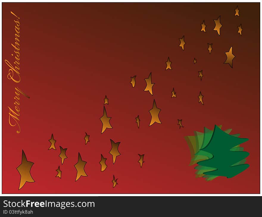 Christmas background with stars and fir tree, EPS10