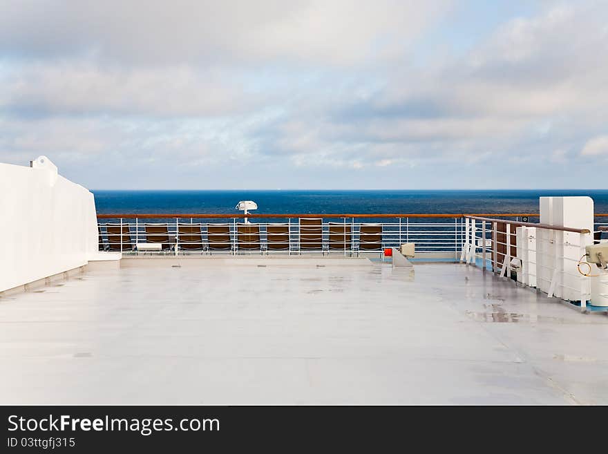 Stern Of Cruise Liner In Sea