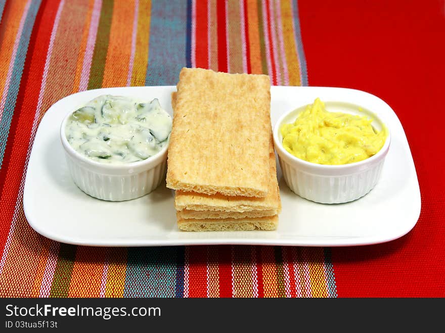 Tasty breakfast with crockets and salad. Tasty breakfast with crockets and salad