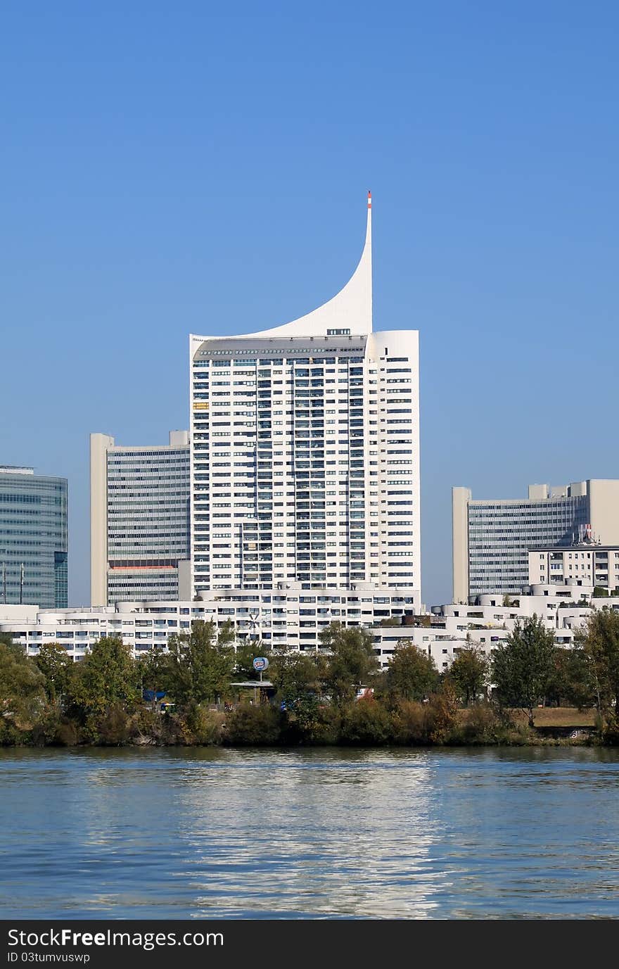 White modern building in Vienna, Austria