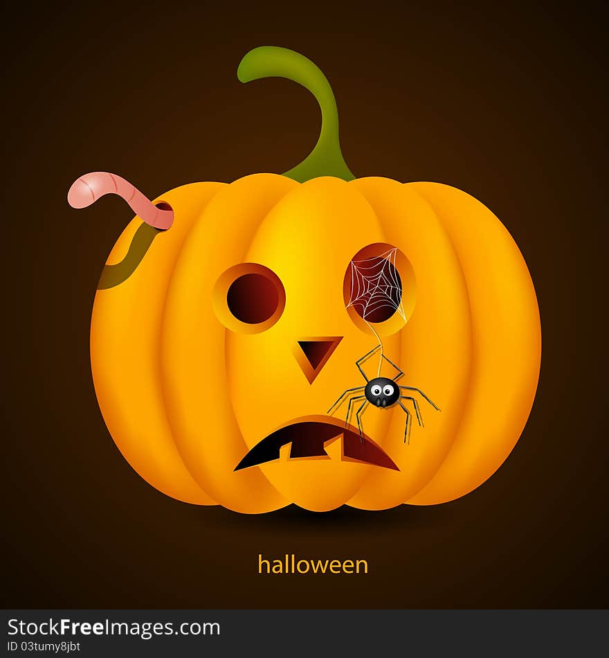 Vector halloween pumpkin with spider