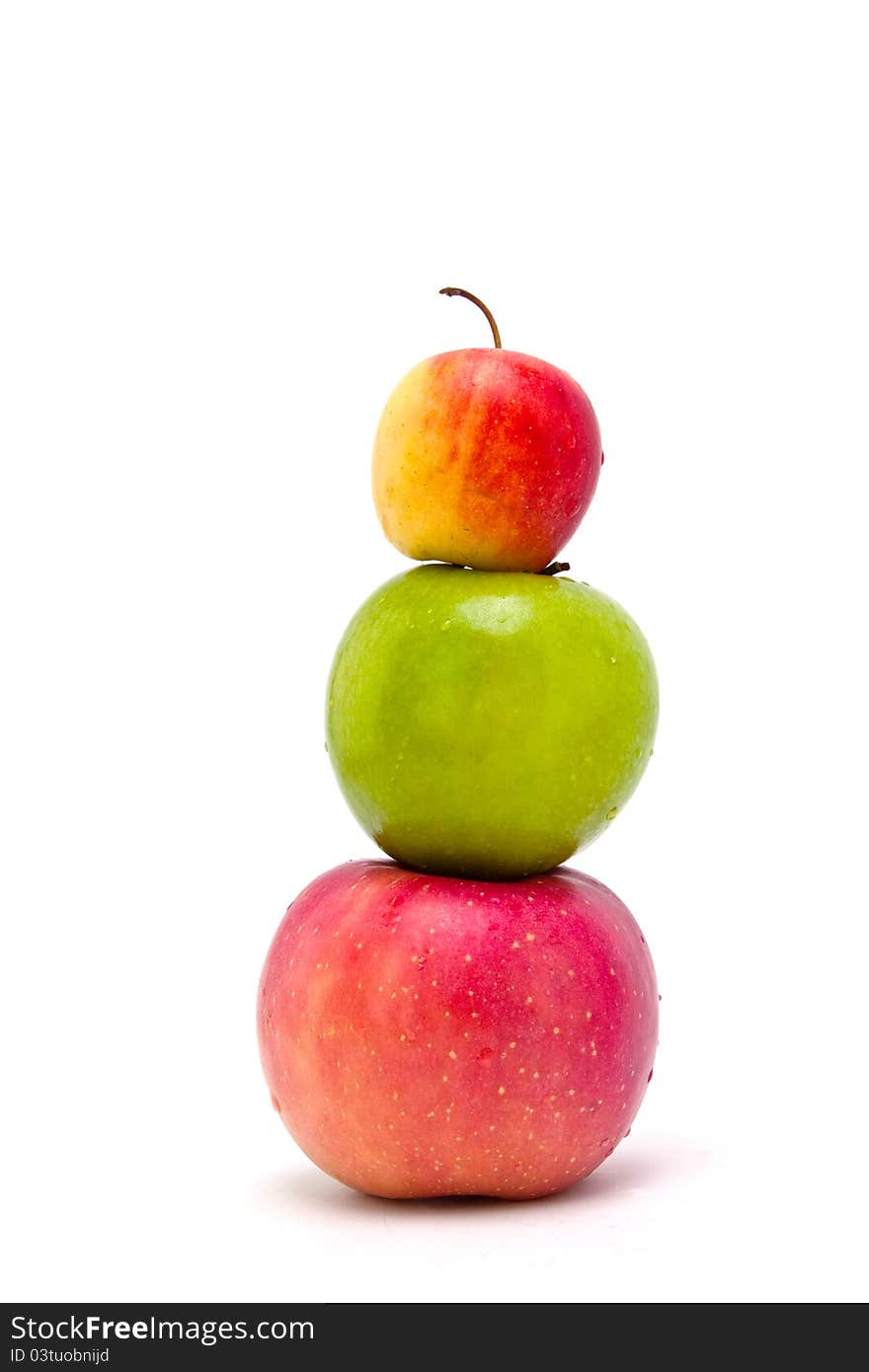 3 apple have drop of water isolate on white background. 3 apple have drop of water isolate on white background