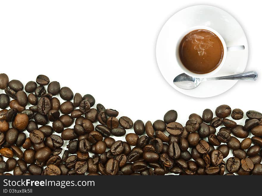 Coffee cup with coffee bean.