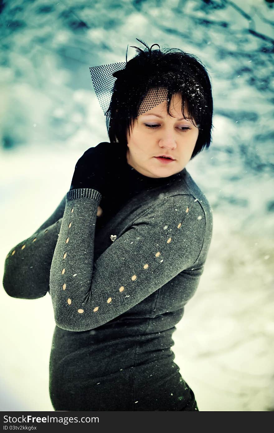 The woman and snow