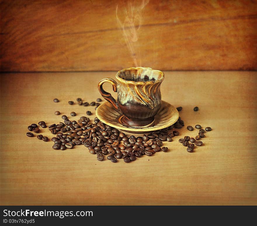 Fragrant coffee with a smoke