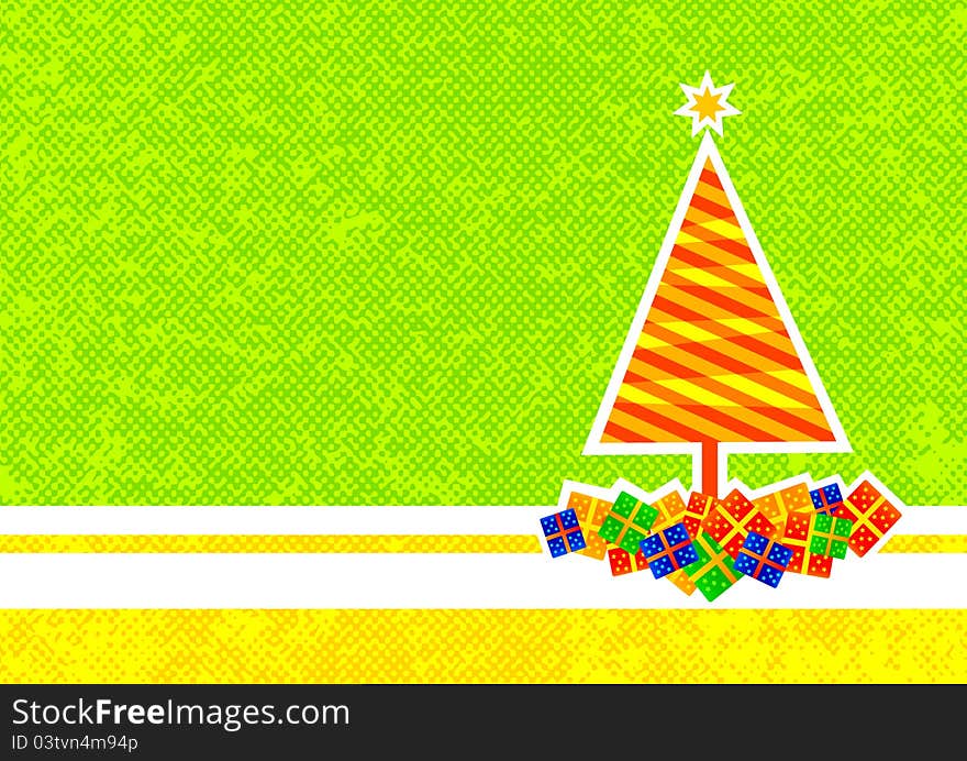 Green christmas background with tree