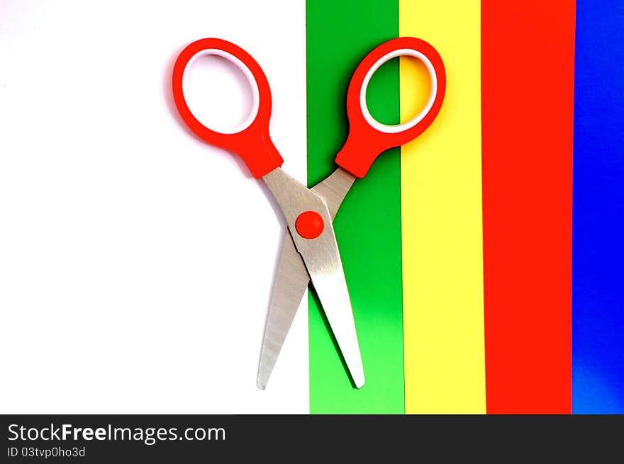 Colorful Paper With Child S Scissors