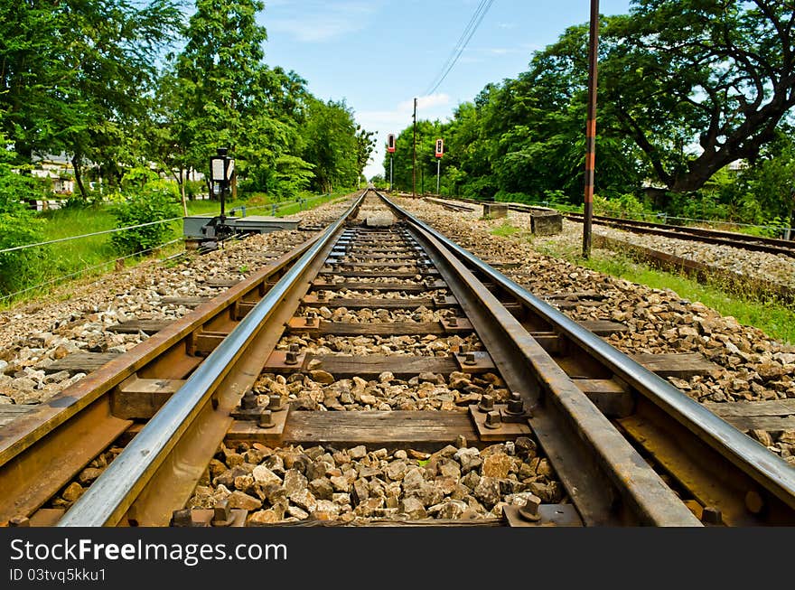 Railway in countryside of Thailand. Railway in countryside of Thailand