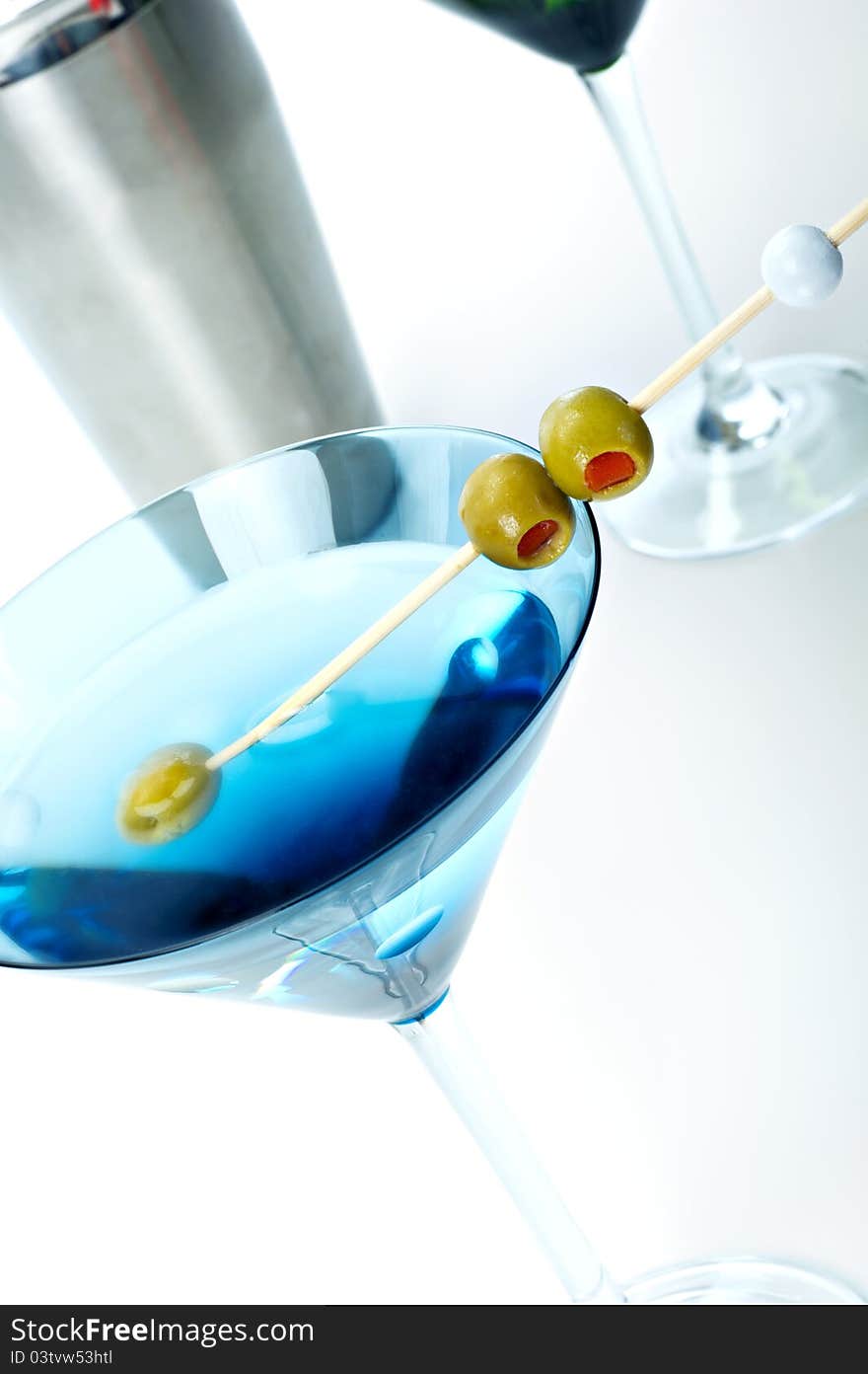 Martini in a blue glass