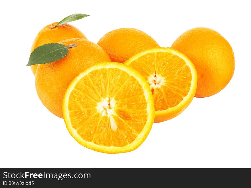 Fresh juicy oranges isolated on white