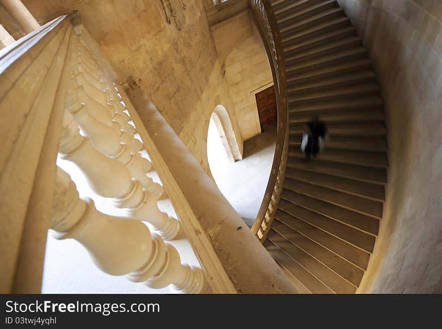 Charles V palace stairs in Alhambra, Andalucia, Granada, Spain