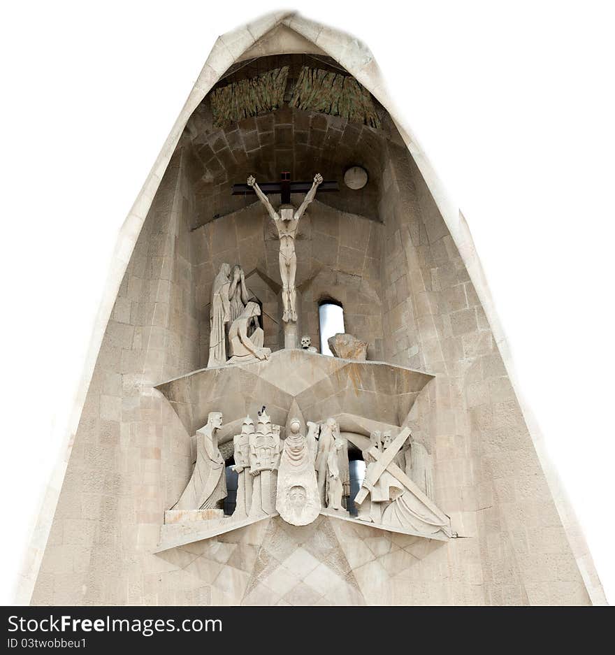 Architecture details of unfinished Cathedral Sagrada Familia in Barcelona