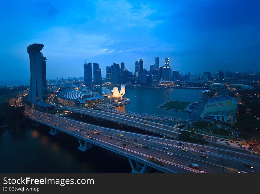 Building night landscape in singapore