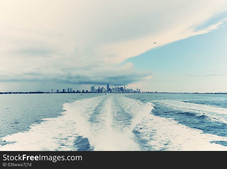 Ocean view of downtown Miami, Florida. Ocean view of downtown Miami, Florida