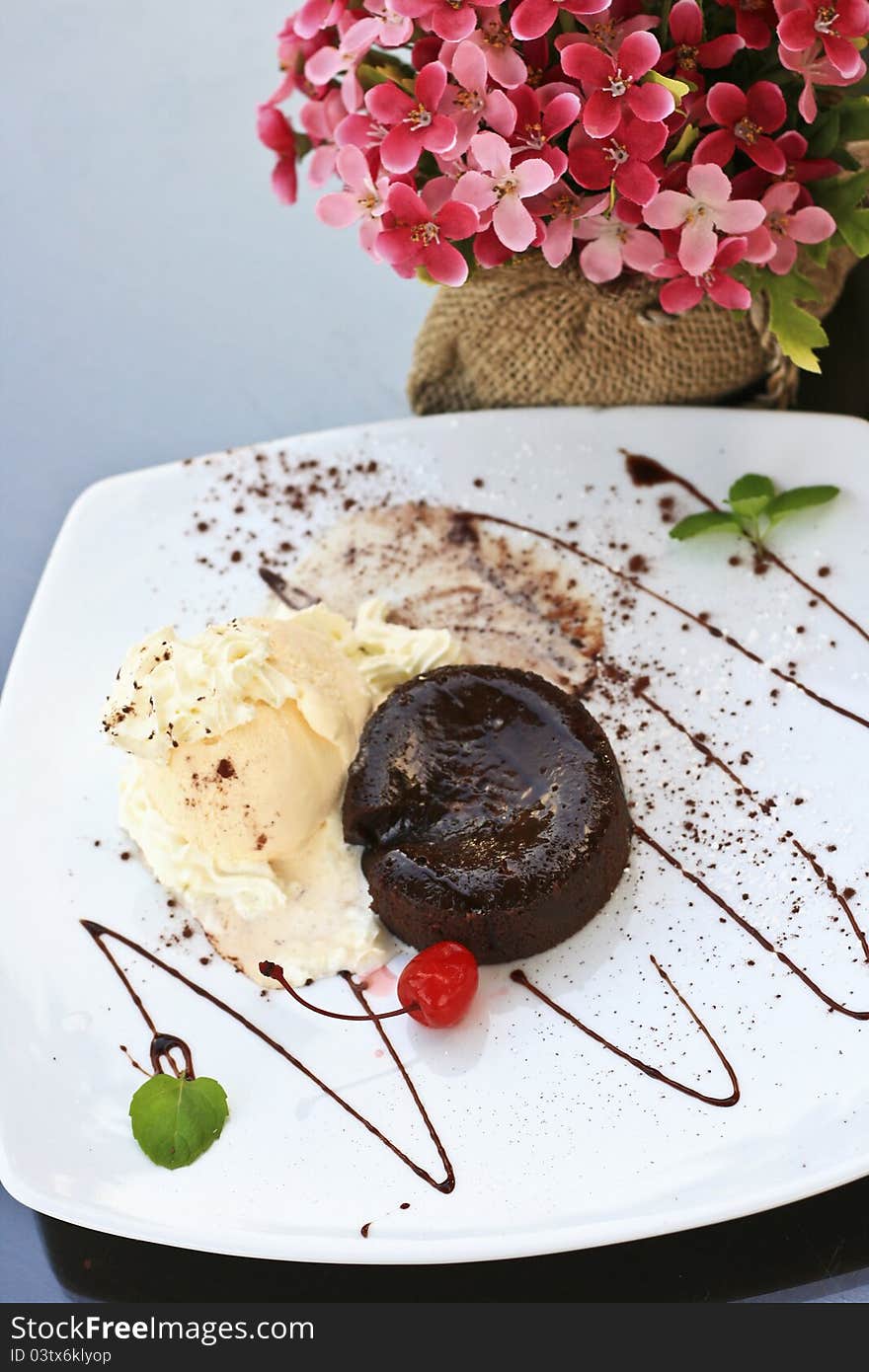 Chocolate Lava Cake on table