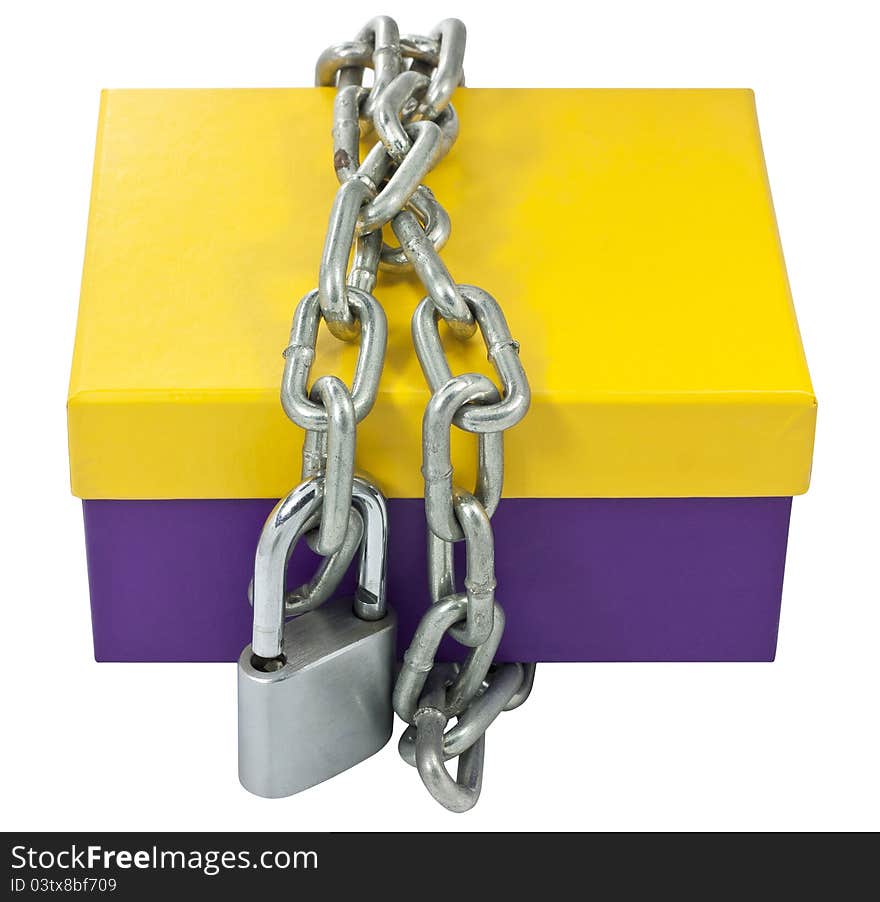 Cardboard box and a metal chain