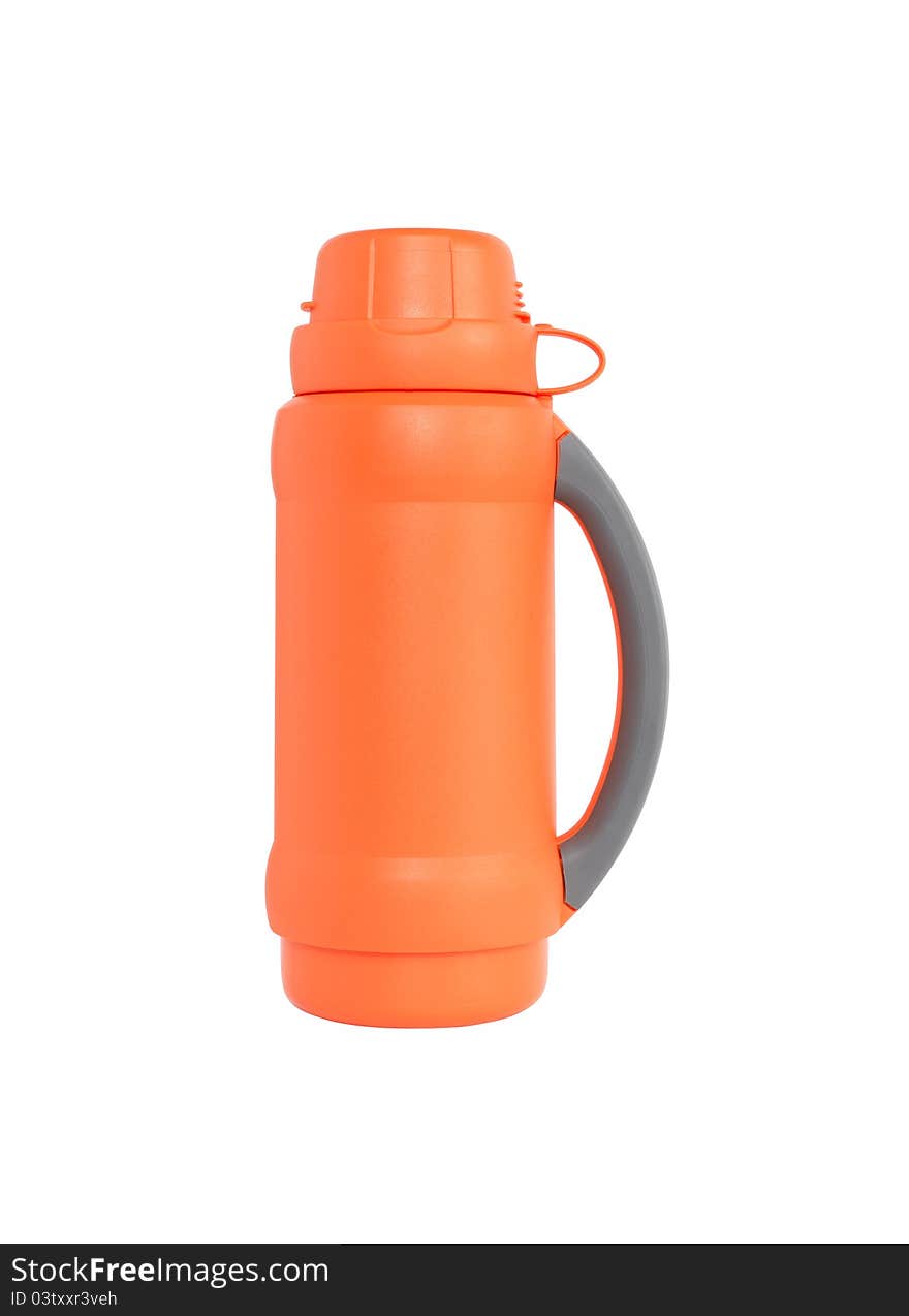 Orange Thermos On White