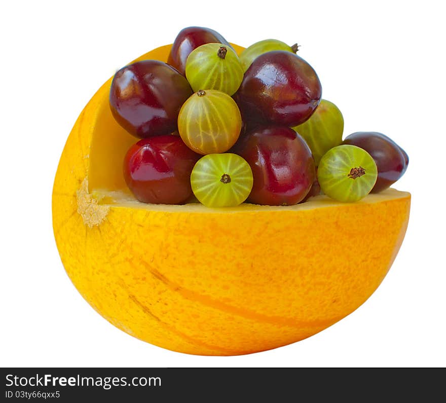 Fresh summer fruits, melons, cherries