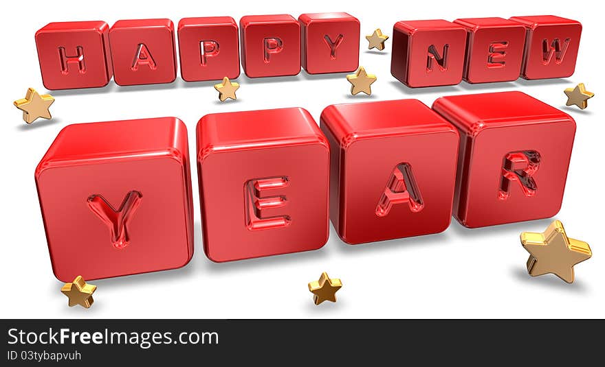 Shiny New Year Greeting Card Cubes And Stars