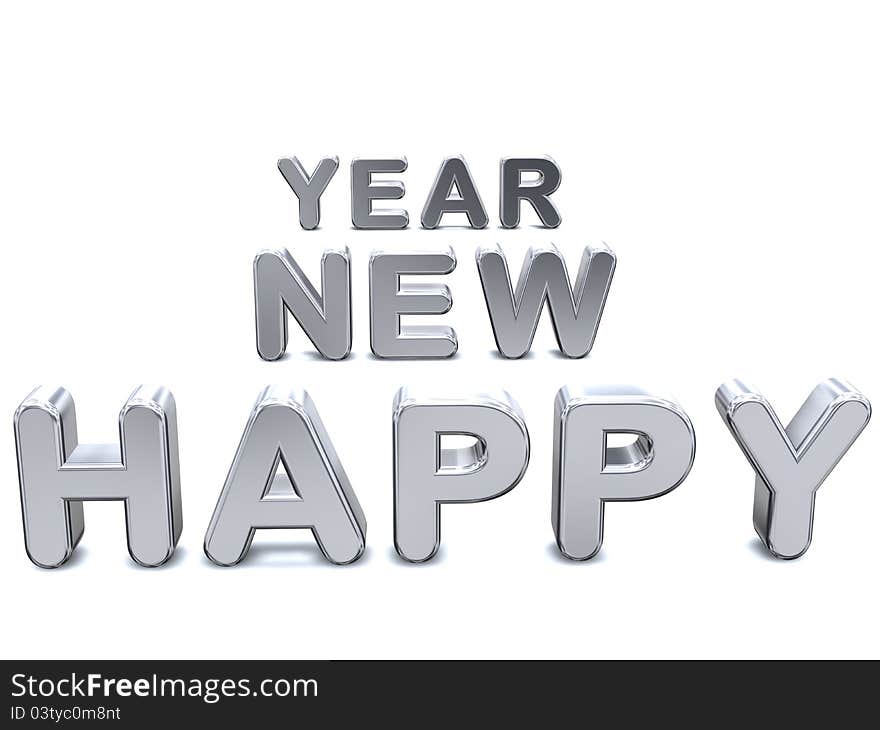 New Year Greeting Card Template With Shiny Silver Letters