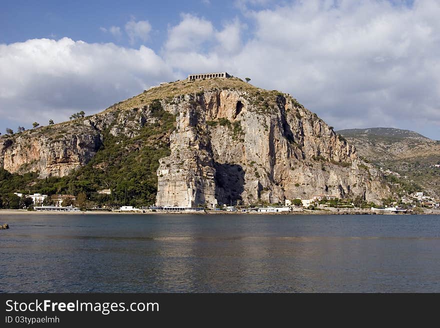 Jupiter's mountain and temple, over terracina's beach