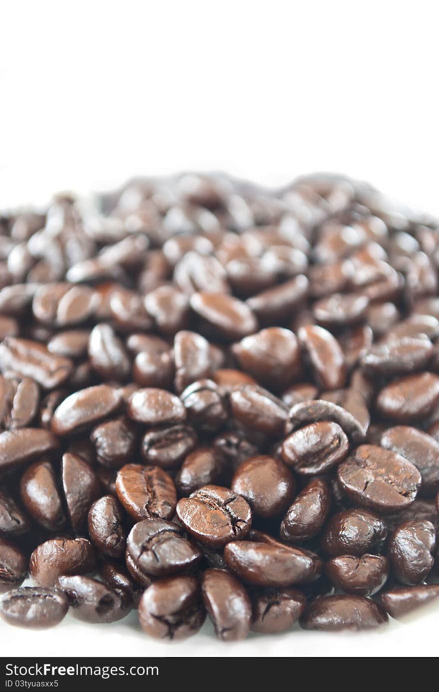 Coffee beans on white background