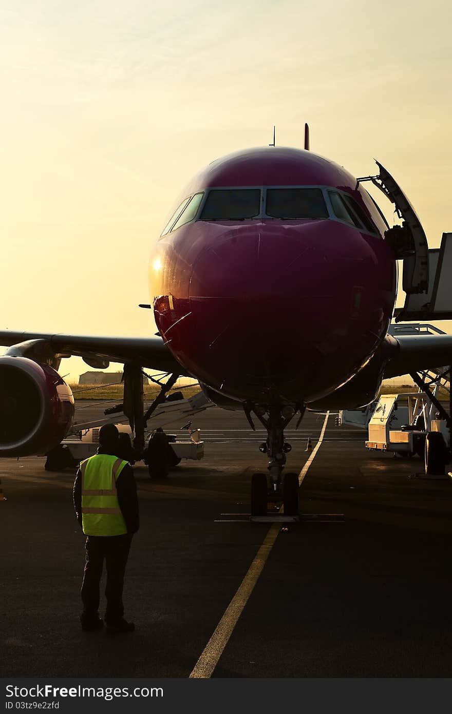 Airplane on runway.