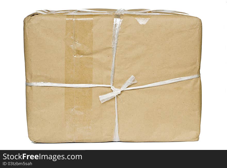 A parcel wrapped in brown paperand bl