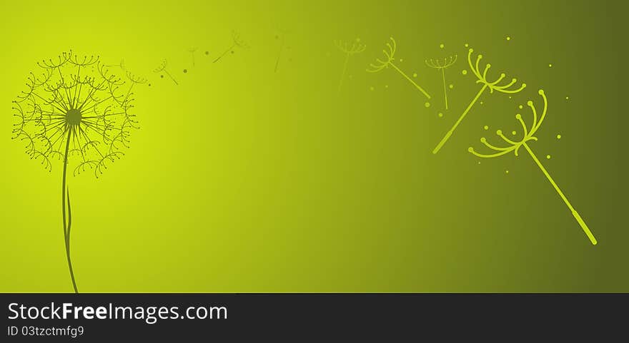 Dandelion Vector in Green Background