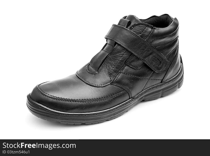 Black man's boot on white background. Black man's boot on white background