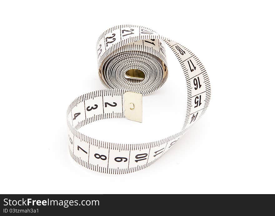 White measuring tape on white background