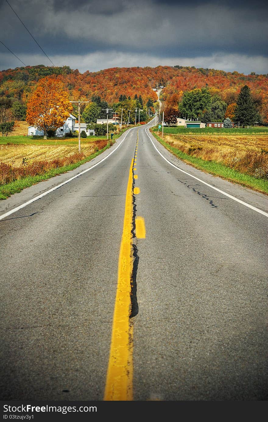 Country road with fall colors