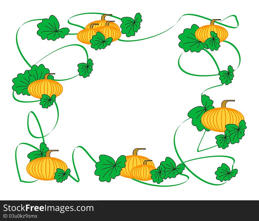 A border of pumpkins, vines, and leaves. A border of pumpkins, vines, and leaves