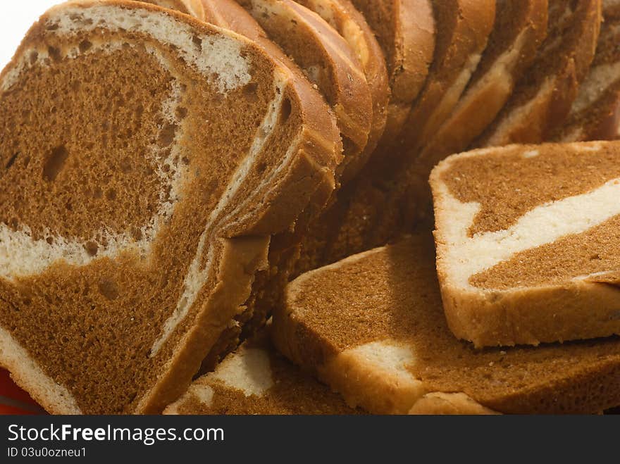 Pieces of fresh sliced bread close up