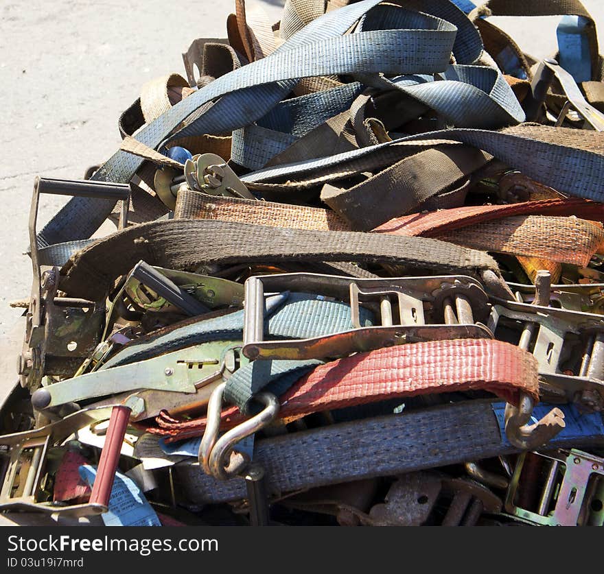 A lot of belts for climbing